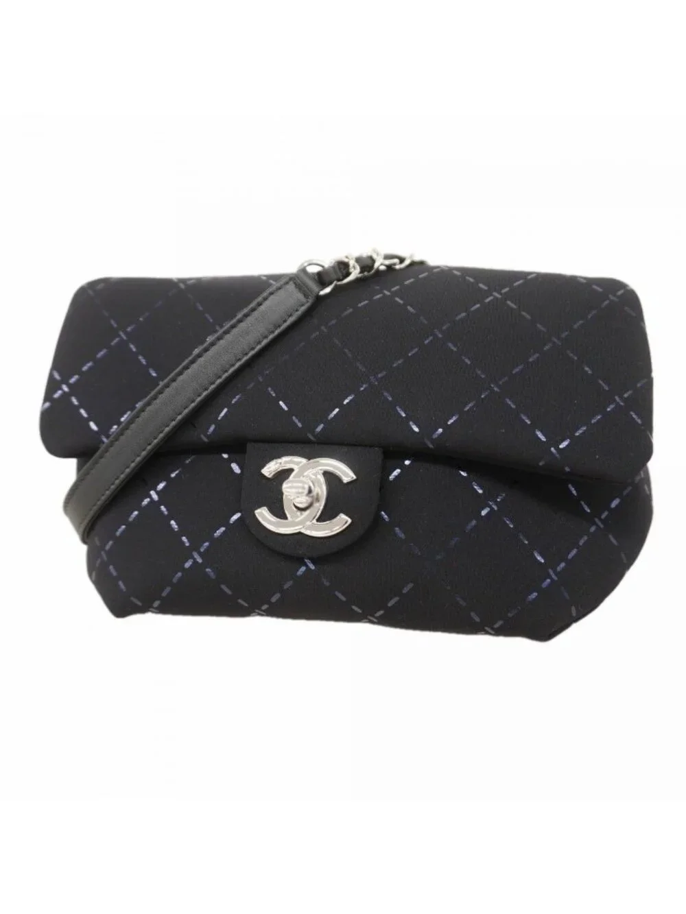 Chanel Waist Bag Jersey Black Silver - Picture 1 of 7